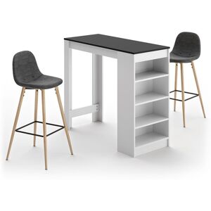 A-Cocoon Ensemble Table Et Chaises Blanc Et Noir - Gris Anthracite - Temahome - Publicité