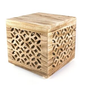 Tabouret Table D'appoint Cube Bois Table De Chevet Cube Bois Marron Table Basse Étagère 39x40x40 Cm Taba06015 - Publicité