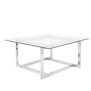 Table Basse avec Plateau en Verre et Cadre en Métal Argenté au Style Moderne et Glamour Beliani taille: x40x80 - Publicité