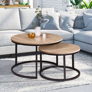 Idmarket Lot De 2 Tables Basses Gigognes Rondes Detroit Design Industriel - Publicité