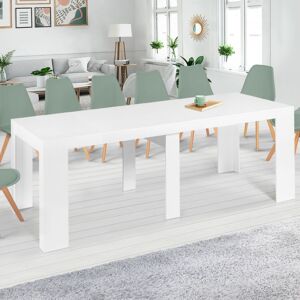 IDMarket Table Console Extensible Orlando 14 Personnes 300 Cm Bois Blanc - Publicité