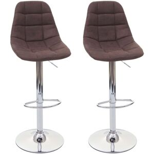 2x Tabourets De Bar Comptoir Chaise Haute En Tissu Marron Foncé Base Et Cadre En Acier Chromé 04_0000482 - Publicité