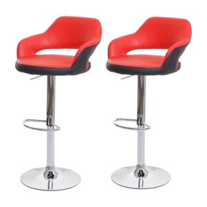 Lot De 2 Tabourets De Bar Chaises De Comptoir En Synthétique Rouge Et Noir 04_0000142 - Publicité