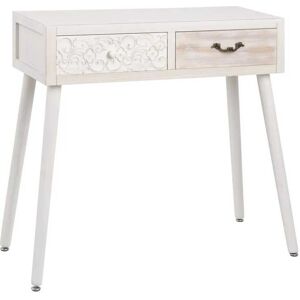 Tousmesmeubles Console 2 Tiroirs Bois Clair/Blanc - Lino - Publicité