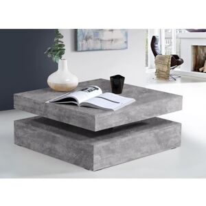 Table Basse Carrée Pivotante - Panneau De Particules - Décor Béton Gris Clair - Classique - L 78 X P 78 X H 35,4 Cm - Coffee - Publicité