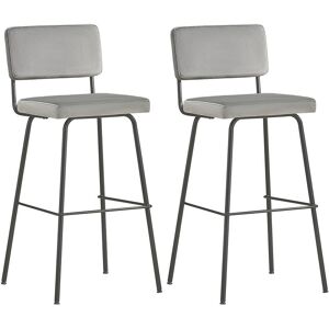 Sobuy Fst90-Dgx2 Lot De 2 Tabourets De Bar Design Tabouret Haut De Bistrot Avec Dossier Et Repose-Pieds, Tabouret De Comptoir, Chaise De Bar Confortable, Gris - Publicité