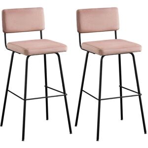 Sobuy Fst90-Px2 Lot De 2 Tabourets De Bar Design Tabouret Haut De Bistrot Avec Dossier Et Repose-Pieds, Tabouret De Comptoir, Chaise De Bar Confortable, Rose - Publicité