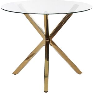 Table Ronde En Verre Avec Pieds Dorés 90 Cm Savoni - Publicité