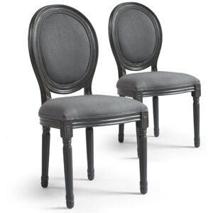 Paris Prix - Lot De 2 Chaises Médaillon Design "Versailles" 96cm Gris - Publicité