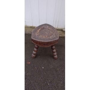 Tabouret En Bois Ancien Vintage Ferme Traite Des Vaches 2 - Publicité