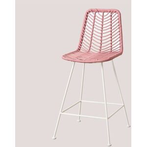 Sklum Tabouret Haut En Rotin Synthétique Gouda Colors Rose Peonia Blanc ?65 Cm - Publicité