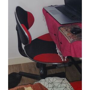 Chaise De Bureau Pivotante En Tissu Rouge Et Noir - Publicité