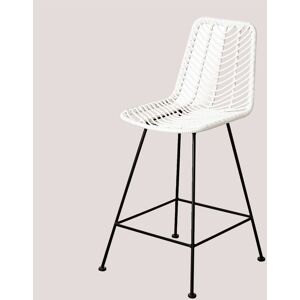 Sklum Tabouret Haut En Rotin Synthétique Gouda Colors Blanc Noir ?65 Cm - Publicité