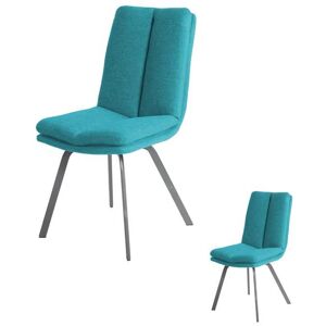 Tousmesmeubles Duo De Chaises Tissu Turquoise - Anala - Publicité