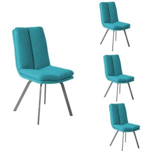 Tousmesmeubles Quatuor De Chaises Tissu Turquoise - Anala - Publicité