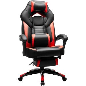 Fauteuil Gamer Ergonomique Chaise Gaming Fauteuil De Bureau Avec Repose Pieds Télescopique Appui Tête Réglable Support Lombaire Capacité De Charge 150 Kg Rouge Et Noir Helloshop26 12_0000602 - Publicité