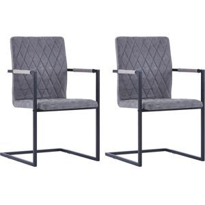 Lot De 2 Chaises De Salle À Manger Cuisine Cantilever Design Moderne Synthétique Gris Foncé Cds020327 - Publicité