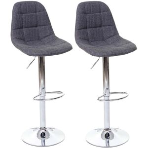 2x Tabourets De Bar Comptoir Chaise Haute En Tissu Gris Foncé Base Et Cadre En Acier Chromé 04_0000106 - Publicité