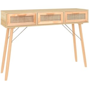 Vidaxl Table Console Marron 105x30x75cm Bois Massif Pin /Rotin Naturel - Publicité