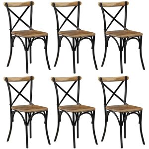 Chaises De Cuisine - Chaises À Dossier Croisé 6 Pcs Noir Bois De Manguier Massif - Publicité