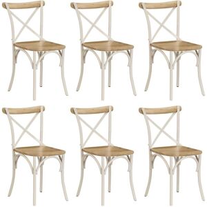 Chaises De Cuisine - Chaises À Dossier Croisé 6 Pcs Blanc Bois De Manguier Massif - Publicité