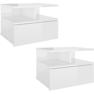 Vidaxl Tables De Chevet 2 Pcs Blanc Brillant 40x31x27 Cm Aggloméré - Publicité