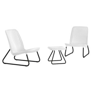 Keter 17197637 rio ensemble table et chaises en plastique imitation rotin blanc - Publicité
