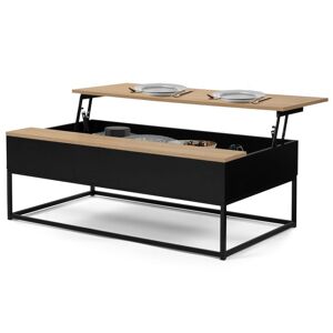Table Basse Noire Plateau Relevable Façon Hêtre Boston Design Industriel - Publicité
