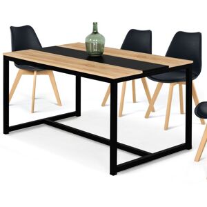 Table À Manger Dover 4 Personnes Bande Centrale Noire Design Industriel 120 Cm - Publicité