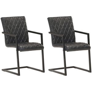 Chaises De Salle À Manger Cantilever 2 Pcs Noir Cuir Véritable - Vidaxl - Publicité