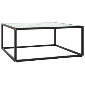 Vidaxl Table Basse Noir Avec Verre Marbre Blanc 80x80x35 Cm - Publicité