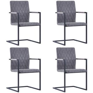 Vidaxl Chaises À Dîner Cantilever 4 Pcs Gris Foncé Similicuir - Publicité