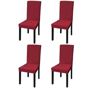 Vidaxl Housse De Chaise Droite Extensible 4 Pcs Bordeaux - Publicité