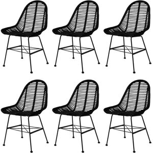 Vidaxl Chaises De Salle À Manger 6 Pcs Noir Rotin Naturel - Publicité