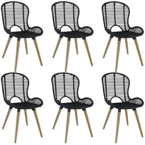 Vidaxl Chaises À Manger Lot De 6 Noir Rotin Naturel - Publicité