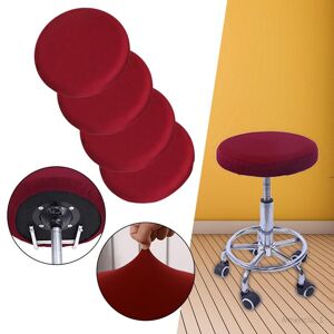 Housses De Tabouret 2 Pièces Housses De Chaise En Polyester Ronde Housse De Coussin De Tabouret Pour Hôtel Vin Rouge - Publicité