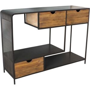 Maisonetstyles Console 3 Tiroirs 110x36x80 Cm En Sapin Et Fer - Publicité