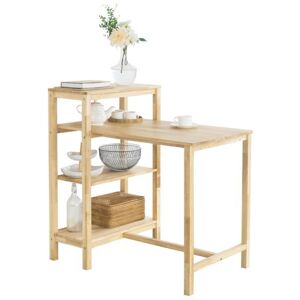 Sobuy Fwt69-N Table De Salle À Manger Avec Étagères, Table À Manger En Bois D'hévéa - Publicité