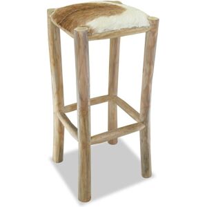 Vidaxl Tabouret De Bar Cuir Véritable Et Bois De Teck Solide - Publicité