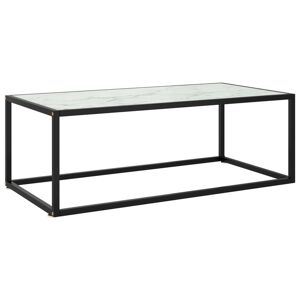 Vidaxl Table Basse Noir Avec Verre Marbre Blanc 100x50x35 Cm - Publicité