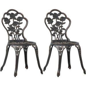 Vidaxl Chaises De Bistro 2 Pcs Bronze Aluminium Coulé - Publicité