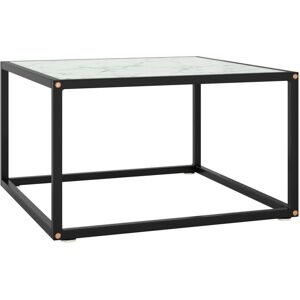 Vidaxl Table Basse Noir Avec Verre Marbre Blanc 60x60x35 Cm - Publicité