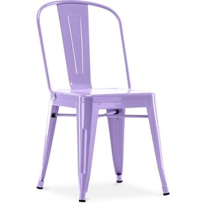 Chaise Style Bistrot Metalix - Siège Carré - Métal Violet Pastel - Publicité