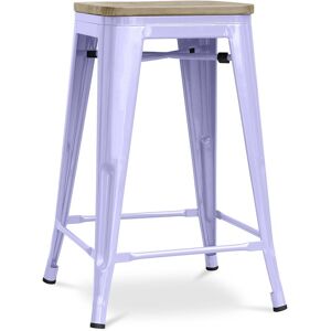 Tabouret Style Bistrot Metalix - 61 Cm - Métal Et Bois Clair Lavande - Publicité