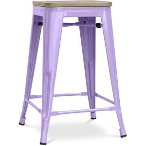 Tabouret Style Bistrot Metalix - 61 Cm - Métal Et Bois Clair Violet Pastel - Publicité