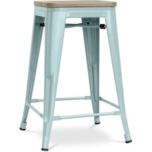 Tabouret Style Bistrot Metalix - 61 Cm - Métal Et Bois Clair Vert Pâle - Publicité