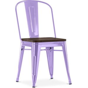 Chaise Carrée Style Bistrot Metalix - Métal Et Bois Foncé Violet Pastel - Publicité