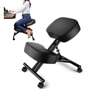 Chaise À Genoux Ergonomique Avec Coussin Épais En Mousse À Mémoire De Forme Tabouret De Bureau Réglable En Hauteur Siege Assis Genoux Du Genou Pour Soulager Les Maux De Dos Roulettes À Frein - Publicité