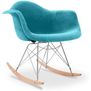 Premium Chaise À Bascule Rarwood - Full Tissu Turquoise - Publicité