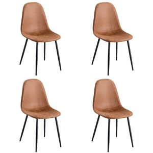 Chaises De Salle À Manger Lot De 4 Pieces Style Vintage Et Scandinave - Avec Pieds En Métal - Convient Pour Salle À Manger, Salon, Chambre, Cuisine Et Bureau (Marron) - Publicité